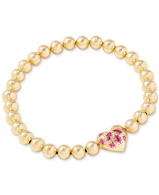 Kendra Scott Mixed-Cut Stone Heart Charm Beaded Stretch Bracelet