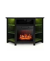 Gouun Fireplace Corner Tv Stand with Led Lights and Smart App Control for 50 Inches Tv