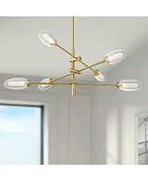 Evelyn 33" Modern Chandelier Ceiling Light Fixture Dining Room Over Table Kitchen Island Foyer Sputnik Hanging 6-Light Led Dimmable Brushed Gold Finis