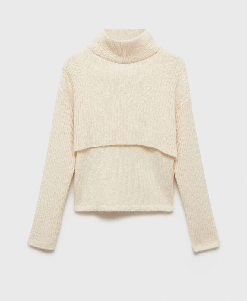 Mango Women's Combined High Collar Sweater