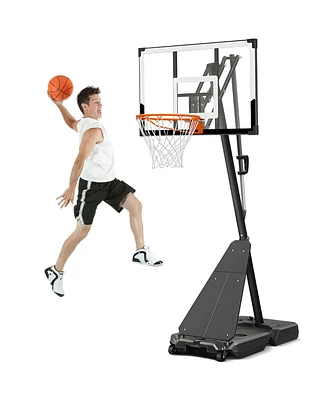 Skonyon 4.8FT-10FT Height Adjustable Portable Basketball Hoop System with 48 Inch Shatterproof Backboard