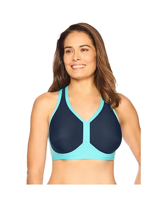 Comfort Choice Women's Plus V-Neck Colorblock Sports Bra