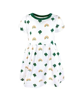 Hudson Baby Girls Cotton Dresses, Clover Rainbow