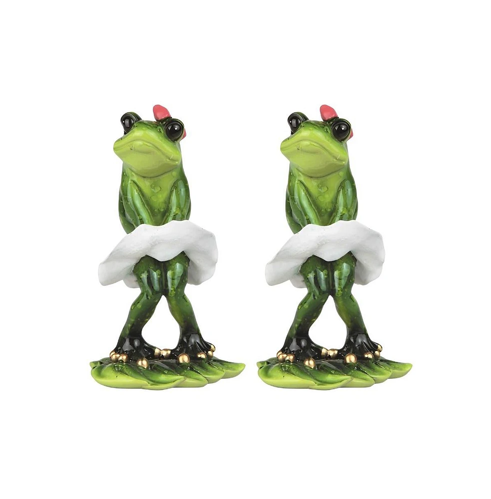 Fc Design "2-pc Gift Set" 5"H Baby Girl Frog with White Skirt Statue Animal Figurine Statue Ornament Home Room Office Decor and Perfect Gift Ideas for