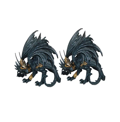 Fc Design "2-pc Gift Set" 8"H Black Dragon with Golden Mask and Armor Figurine Statue Ornament Home Room Office Decor and Perfect Gift Ideas for House