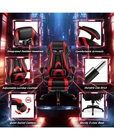 Gouun Gaming Chair Racing Style Swivel Chair with Footrest and Adjustable Lumbar Pillow