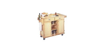 Slickblue Wood Finish Kitchen Island Cart with Locking Casters