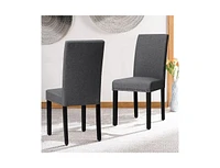 Slickblue Set of 2 Grey Linen Upholstered Nailhead Dining Chair - 330 lbs. Weight Capacity