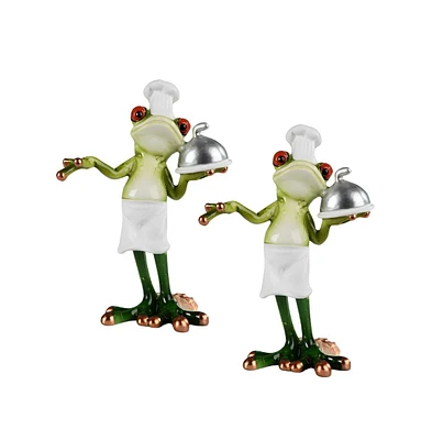 Fc Design "2-pc Set" 6"H Frog Chef Statue Funny Animal Figurine Statue Ornament Home Room Office Decor and Perfect Ideas for Housewarming, Holidays an