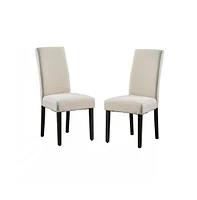 Slickblue Set of 2 Modern Fabric Upholstered Dining Chair with Wood Legs