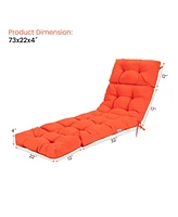 Gouun Outdoor Lounge Chaise Cushion with String Ties for Garden Poolside