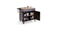 Slickblue Kitchen Island Storage Cart with Wood Top and Casters