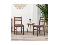 Slickblue Set of 2 Modern Mid-Century Wood Dining Chairs with Linen Upholstered Seat