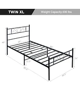 Gouun Twin Xl Metal Bed Frame with Heart-shaped Headboard