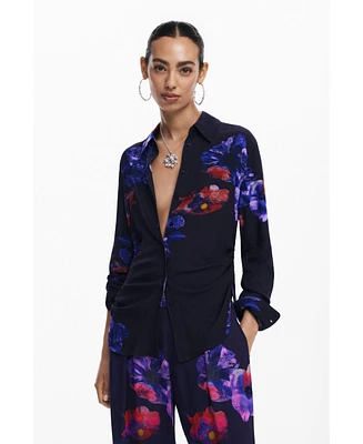 Desigual Women's Gathered floral fluid shirt