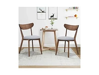 Slickblue Set of 2 Mid-Century Modern Curved Back Wood Dining Chair Upholstered Seat