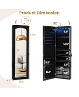 Gouun Door Hanging Mirror Jewelry Armoire with Full Length Mirror and 6 Drawers