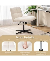 Gouun Office Armless Chair Cross Legged with Imitation Lamb Fleece and Adjustable Height