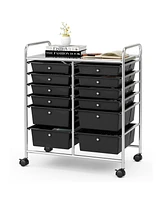 Gouun 12 Drawers Rolling Cart Storage Scrapbook Paper Organizer Bins