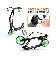 Hurtle Foldable Kick Scooter With Adjustable Handlebar - Green
