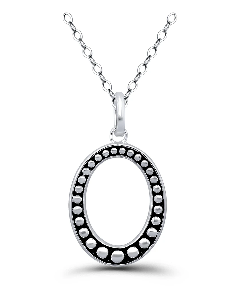 Macy's Oxidized Beaded Oval Pendant Necklace