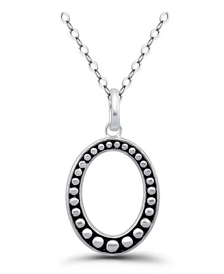 Macy's Oxidized Beaded Oval Pendant Necklace