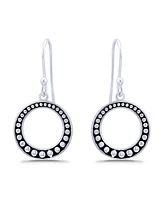 Macy's Oxidized Beaded Open Circle Fish-Hook Earrings