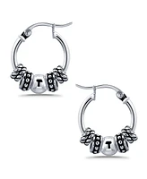 Macy's Oxidized Beads Round Click Top Hoop Earrings