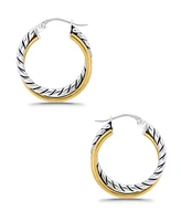 Macy's Oxidized Polish Tubing Click Top Hoop Earrings