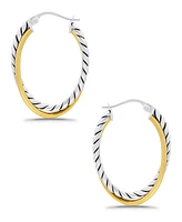 Macy's Oxidized Oval Two Row Polish Tubing Click Top Hoop Earrings