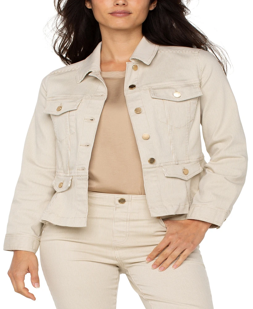 Liverpool Los Angeles Women's Button Collared Peplum Jacket