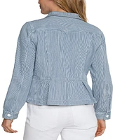 Liverpool Los Angeles Women's faux Button Collared Peplum Jacket