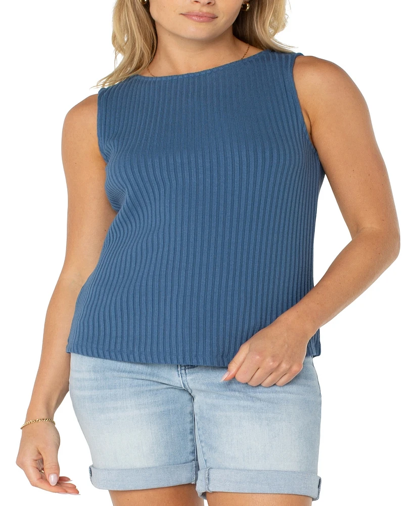 Liverpool Los Angeles Women's Sleeveless Boat Neck Rib Knit Top