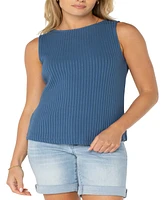 Liverpool Los Angeles Women's Sleeveless Boat Neck Rib Knit Top
