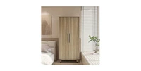 Slickblue Mid-Century Modern 2-Door Bedroom Armoire Wardrobe Cabinet for Stylish and Functional Storage