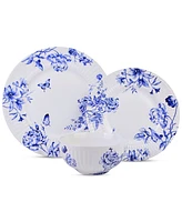 222 Fifth Cassian Embossed Toile Blue Porcelain 12 Pc. Dinnerware Set, Service for 4