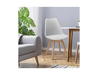 Slickblue Set of 4 Modern Mid-Century Style Pu Leather Dining Chairs with Wood Legs