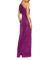 Mac Duggal Women's Sequined Ruched One Shoulder Gown