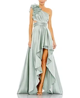 Mac Duggal Women's Ruffled One Shoulder Cut Out Hi-Lo Gown