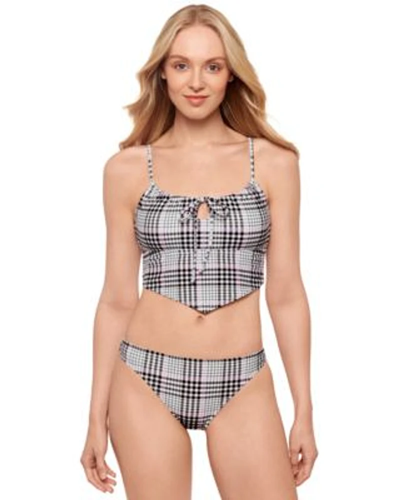 Salt Cove Juniors Plaid Tie Front Hankini Top Hipster Bottoms Exclusively At Macys