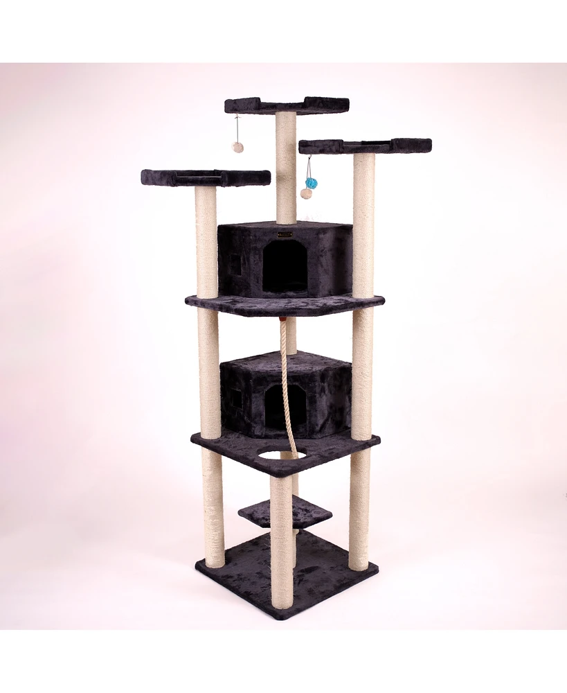 Armarkat 82 Inches Multi-Level Big Cat Tree. Tall Multi-Cats Tower with 2 Big Cat Condos A8202