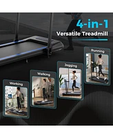 Gymax 2 in 1 Folding Treadmill w/ Incline Remote Control App & Led Display