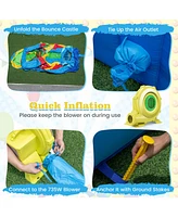 Gouun Inflatable Bounce House Obstacle Course with Ball Pit and Silde with 735W Blower
