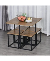 Slickblue Farmhouse 5 Piece Square Wood Steel Kitchen Dining Set