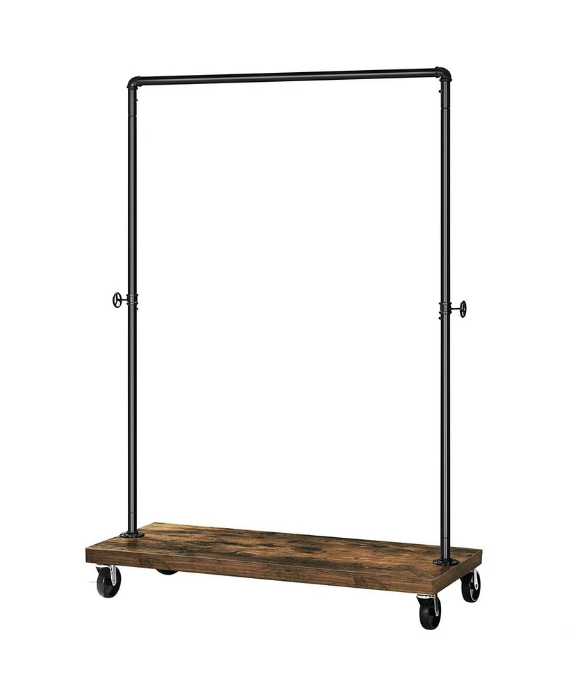 Slickblue Industrial Pipe Garment Rack with Lockable Wheels for Laundry and Storage