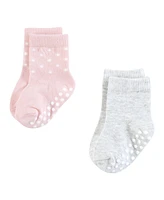 Hudson Baby Girls Cotton Rich Newborn and Terry Socks, Soft Dots