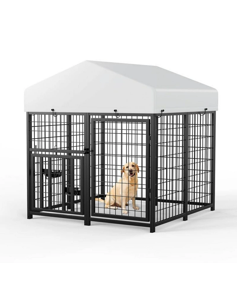 Lovmor Stainless Steel Dog Kennels,Panel Metal Yard Kennel