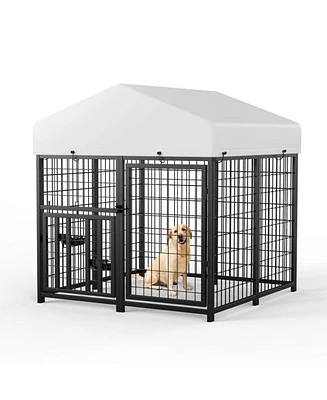 Lovmor Stainless Steel Dog Kennels,Panel Metal Yard Kennel