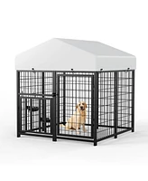 Lovmor Stainless Steel Dog Kennels,Panel Metal Yard Kennel