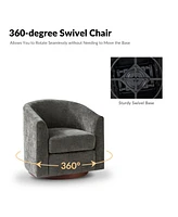 Hulala Home Victor Modern Swivel Barrel Chair with Solid Wood Base